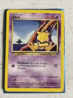4TH PRINT Pokemon TCG - ABRA - 43/102 - 4TH PRINT - BASE SET (1999/2000) - - Image 1