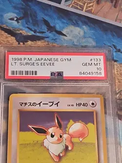 POP46 - PSA10 1998 Pokemon Japanese Gym LT. SURGE’s EEVEE - Image 3