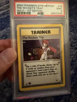 2000 POKEMON GYM HEROES HOLO-1ST EDITION #19 THE ROCKET'S TRAP PSA 9 - Image 1