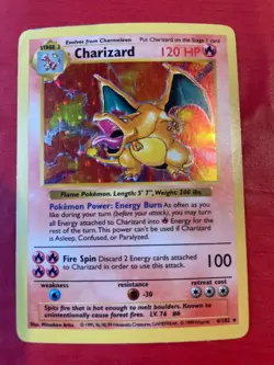 Pokemon TCG CHARIZARD 4/102 Base Set Holo Rare Unlimited Holographic WOTC 1999 - Image 1