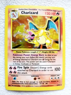 Pokemon TCG CHARIZARD 4/102 Base Set Holo Rare Unlimited Holographic WOTC 1999 - Image 1
