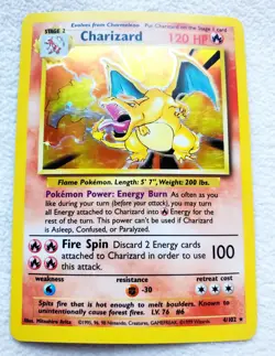 Pokemon TCG CHARIZARD 4/102 Base Set Holo Rare Unlimited Holographic WOTC 1999 - Image 3