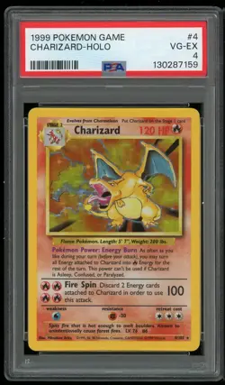 Pokemon TCG Charizard Holo Ultra Rare Unlimited Base Set 4/102 PSA 4 VG-EX - Image 1