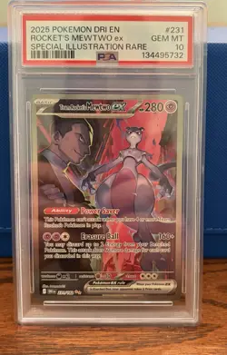 Pokemon TCG Destined Rivals Team Rockets Mewtwo EX Card 231/182. (PSA 10) - Image 1