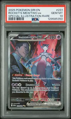 2025 Pokemon TCG Team Rocket’s Mewtwo EX 231/182 SIR Destined Rivals PSA 10 Gem - Image 1