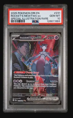 2025 Pokemon TCG Team Rocket’s Mewtwo EX 231/182 SIR Destined Rivals PSA 10 - Image 1