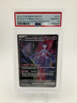 2025 Pokemon TCG Team Rocket’s Mewtwo EX 231/182 SIR Destined Rivals PSA 10 Gem - Image 1