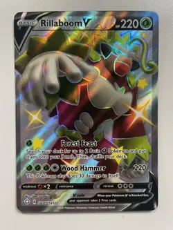 Pokemon TCG: 2021 Shining Fates Shiny Rillaboom V (SV105/SV122) - Image 1