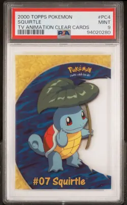 2000 TOPPS POKEMON SQUIRTLE TV ANIMATION CLEAR CARDS #PC4 PSA 9 - Image 1