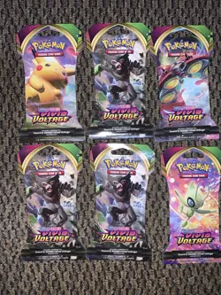 Pokemon TCG SWORD AND SHIELD VIVID VOLTAGE BOOSTER PACKS Lot of 6 820650807503 - Image 1