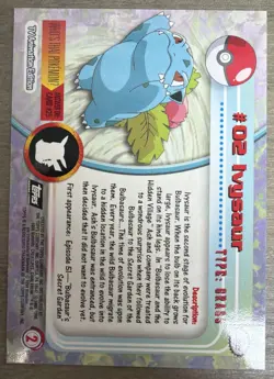 1999 Pokemon Topps #02 Ivysaur TV Animation Edition Holo Foil Series 1 - Image 2