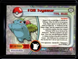 1999 Topps Pokemon TV Animation Edition Series 1 Ivysaur Blue Logo Foil #2 - Image 2