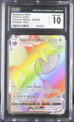 2020 Pokemon Salamence VMAX Darkness Ablaze 194/189 Rainbow Holo CGC 10 Gem Mint - Image 1