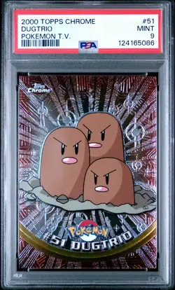 2000 TOPPS CHROME POKEMON T.V. #51 DUGTRIO PSA 9 - Image 1