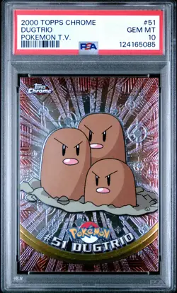 2000 TOPPS CHROME POKEMON T.V. #51 DUGTRIO PSA 10 - Image 1