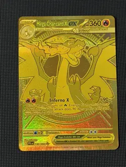 NM Mega Charizard X ex 130/094 Phantasmal Flames Gold Hyper Rare Pokemon Card - Image 1