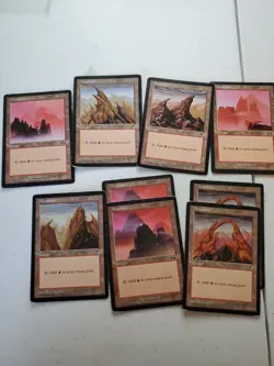 MTG LOT of Vintage Mountain land cards 9 total Used See pics magic the gathering - Image 1
