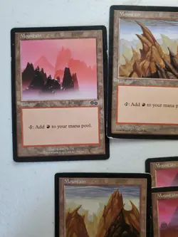 MTG LOT of Vintage Mountain land cards 9 total Used See pics magic the gathering - Image 2