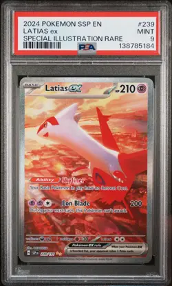 2024 POKEMON SSP EN-SURGING SPARKS SPECIAL ILLUSTRATION RARE LATIAS EX PSA 9 - Image 1