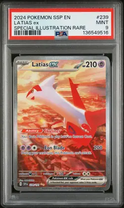 2024 POKEMON SSP EN-SURGING SPARKS SPECIAL ILLUSTRATION RARE LATIAS EX PSA 9 - Image 1