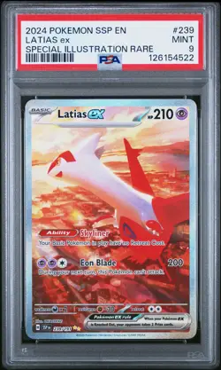 2024 POKEMON SSP EN-SURGING SPARKS SPECIAL ILLUSTRATION RARE LATIAS EX PSA 9 - Image 1