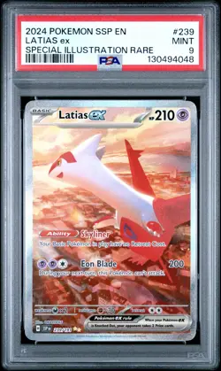 2024 POKEMON SSP EN-SURGING SPARKS SPECIAL ILLUSTRATION RARE LATIAS EX PSA 9 - Image 1