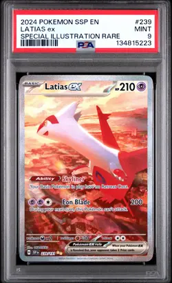 2024 POKEMON SSP EN-SURGING SPARKS SPECIAL ILLUSTRATION RARE LATIAS EX PSA 9 - Image 1