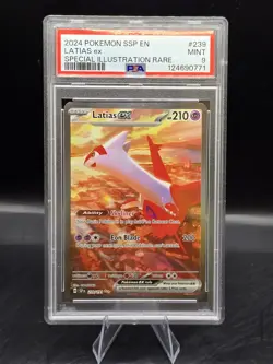 2024 POKEMON SSP EN-SURGING SPARKS SPECIAL ILLUSTRATION RARE LATIAS EX PSA 9 - Image 1