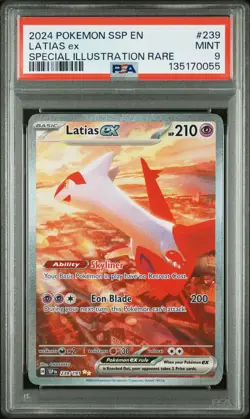 2024 POKEMON SSP EN-SURGING SPARKS SPECIAL ILLUSTRATION RARE LATIAS EX PSA 9 - Image 1