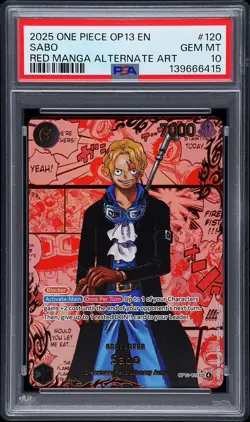 Sabo (Red Manga Super Alternate Art) OP13-120 Carrying On His Will Foil PSA 10 - Image 1