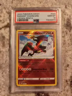 2023 POKEMON SWORD & SHIELD CROWN ZENITH #020 RADIANT CHARIZARD PSA 10 - Image 1