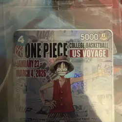 ONE PIECE CARD GAME - COLLEGE BASKETBALL US VOYAGE P-055 Monkey.D.Luffy SEALED - Image 3