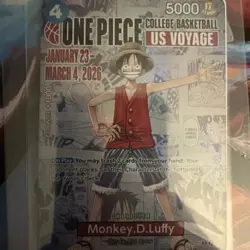 ONE PIECE CARD GAME - COLLEGE BASKETBALL US VOYAGE P-055 Monkey.D.Luffy SEALED - Image 4