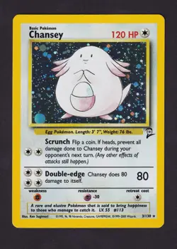 Pokemon TCG Chansey Base Set 2 Holo Rare Card 3/130 NM EXCELLENT CENTERING - Image 1