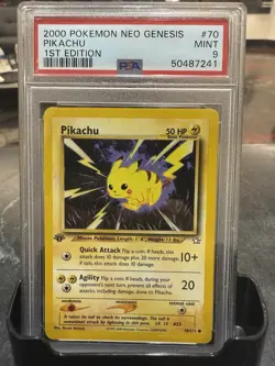 Pokemon Pikachu TCG Neo Genesis 1st Edition Common Card 70/111 PSA 9 - Image 1