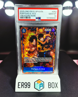 2025 One Piece Portgas D. Ace - OP10-052 Treasure Rare - PSA 10 GEM MINT - Image 1