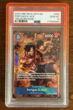 2025 ONE PIECE OP10-ROYAL BLOOD TREASURE RARE #052 PORTGAS D. ACE PSA 10 - Image 1