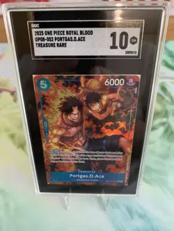 2025 ONE PIECE OP10-ROYAL BLOOD TREASURE RARE #052 PORTGAS D. ACE SGC 10 (Pop 1) - Image 1