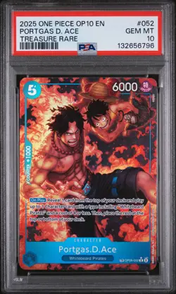 2025 ONE PIECE OP10-ROYAL BLOOD TREASURE RARE #052 PORTGAS D. ACE PSA 10 - Image 1