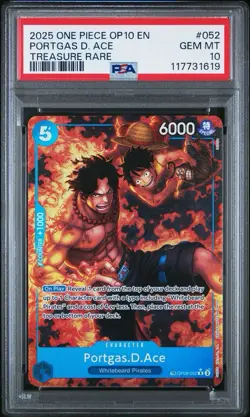 2025 ONE PIECE OP10-ROYAL BLOOD TREASURE RARE #052 PORTGAS D. ACE PSA 10 - Image 1