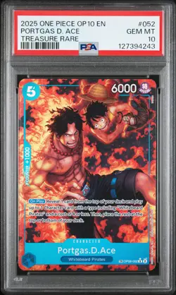 2025 ONE PIECE OP10-ROYAL BLOOD TREASURE RARE #052 PORTGAS D. ACE PSA 10 - Image 1