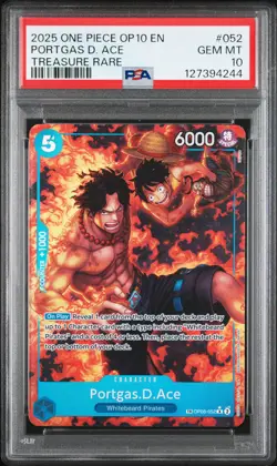 2025 ONE PIECE OP10-ROYAL BLOOD TREASURE RARE #052 PORTGAS D. ACE PSA 10 - Image 1