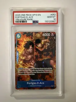 2025 One Piece OP10 English Portgas D. Ace Treasure Rare PSA 10 #052 Gem Mint - Image 1
