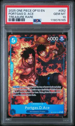 2025 ONE PIECE OP10-ROYAL BLOOD TREASURE RARE #052 PORTGAS D. ACE PSA 10 - Image 1