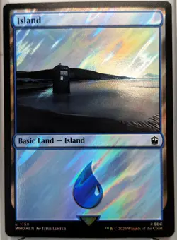 Island | Surge Foil | MTG | Doctor WHO | TARDIS Art | Basic Land | EDH | NEW NM+ - Image 1