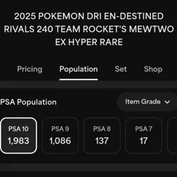 Team Rocket's Mewtwo Ex 240/182 - 2025 Pokemon Destined Rivals Hyper Rare PSA 10 - Image 3