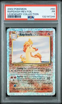 2002 POKEMON LEGENDARY COLLECTION #60 RAPIDASH-REVERSE FOIL PSA 1 - Image 1