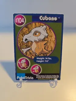 Pokemon Burger King PokeTrivia Perforated Cubone #104 - Image 1