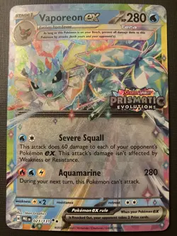 Vaporeon EX 023/131 Pokemon Scarlet & Violet Prismatic Evolutions 2025 Stamped - Image 1