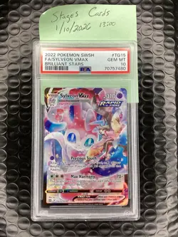 PSA 10 Pokemon TCG 2022 SWSH Brilliant Stars #TG15 Fa/Sylveon Vmax GEM MT - Image 1